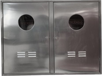 Abrigo de aço inox para mangueira de incêndio 120x90x30